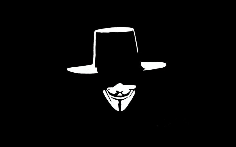 Person in Mask and Hat — Black, Dramatic, Vector Art