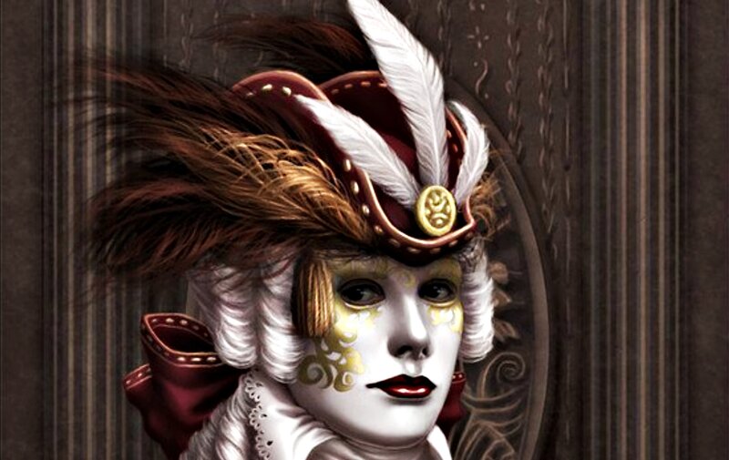 Person in Mask and Hat — White