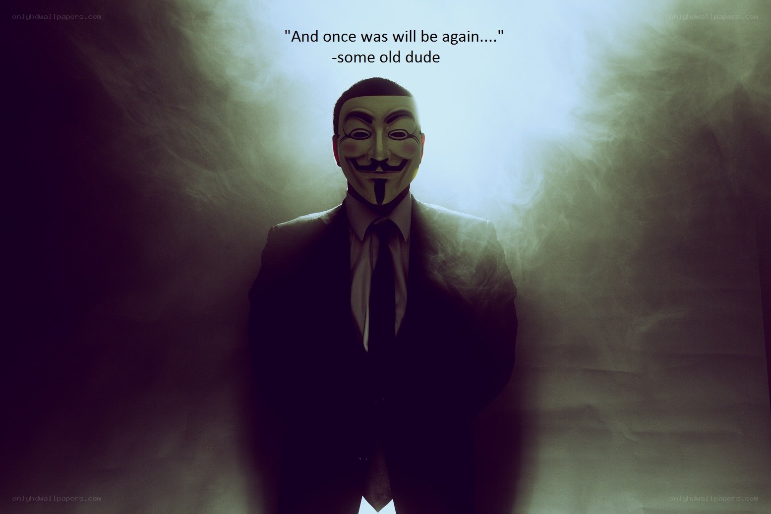 person in mask with quote
