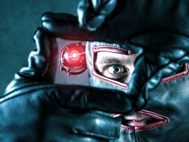 Person in Mask with Red Light