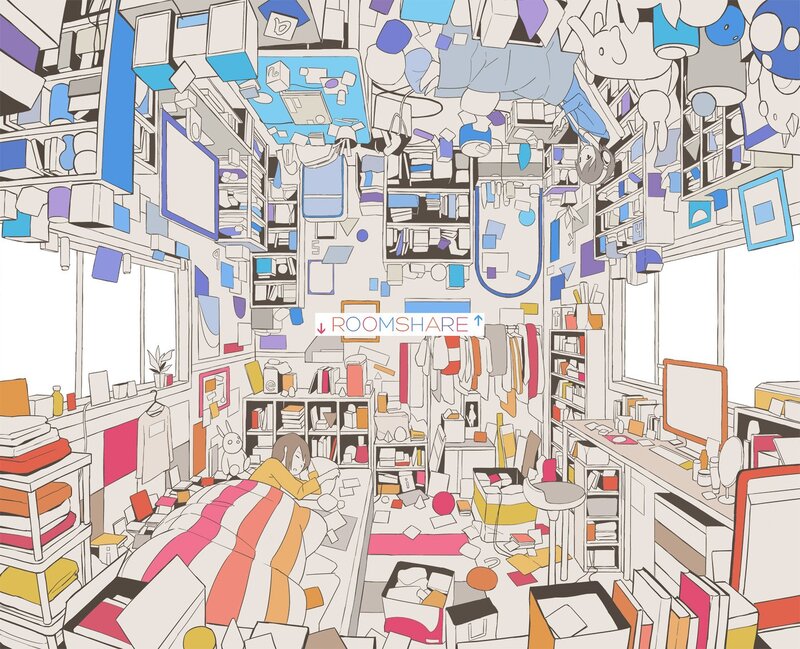 Person in Messy Room — White