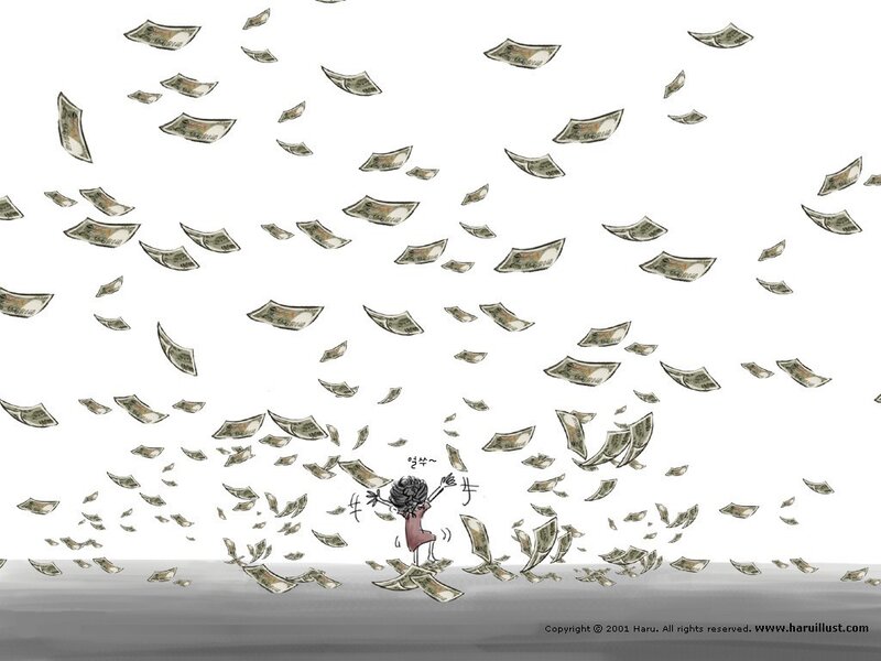 Person in Money Rain — White