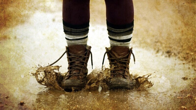 Person in Muddy Boots — Brown, Dramatic