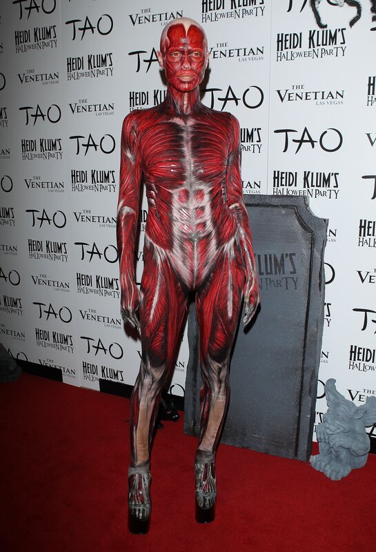 person in muscle costume
