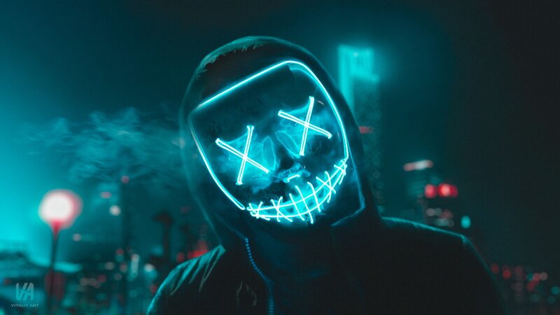 Person in Neon Mask