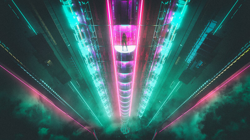 Person in Neon Tunnel