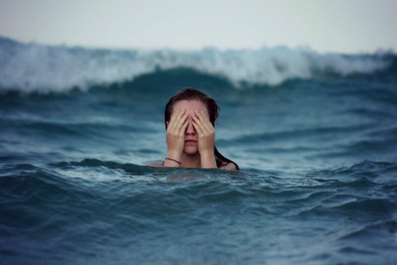 Person in Ocean Water — Blue