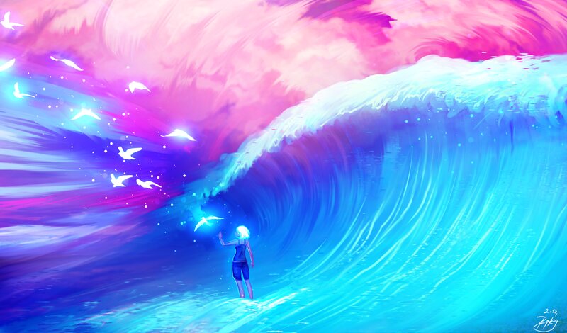 Person in Ocean Wave — Blue, Dreamy