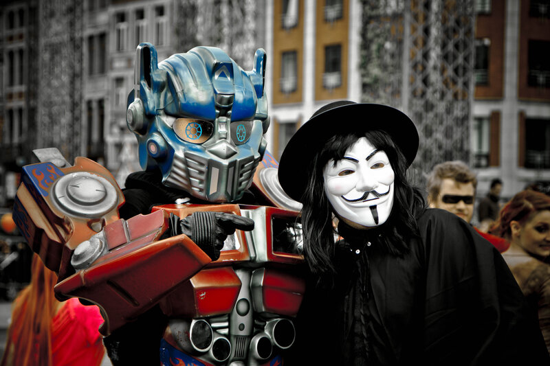 Person in Optimus Prime Costume