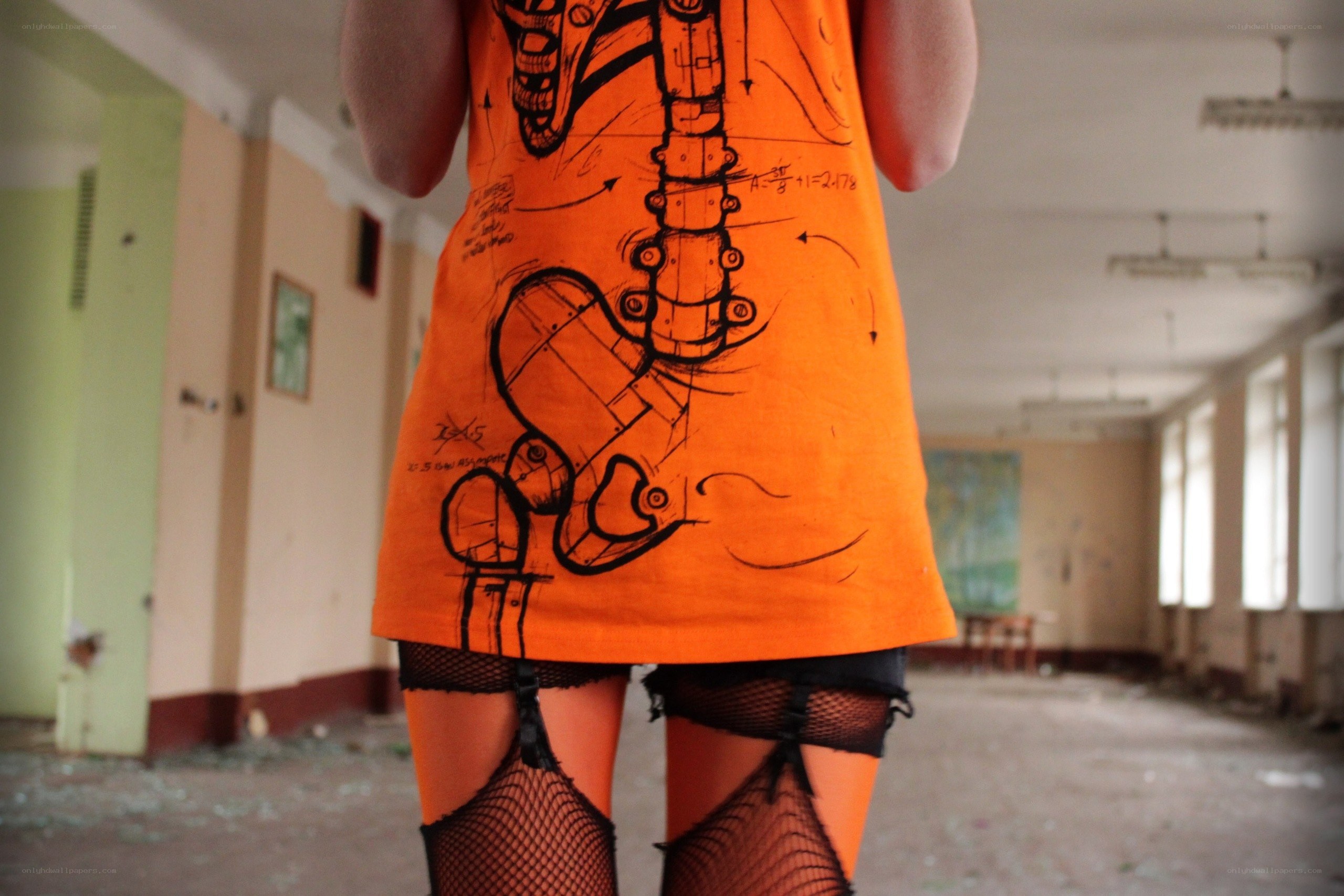 person in orange dress