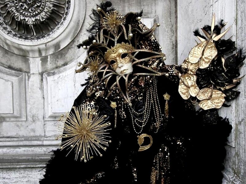 Person in Ornate Mask — Black