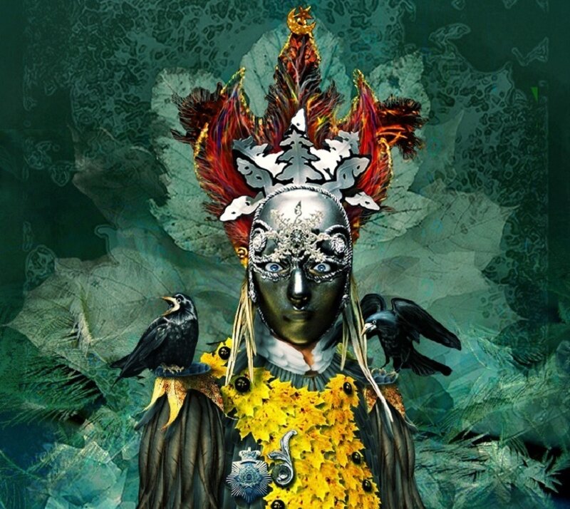 Person in Ornate Mask — Green