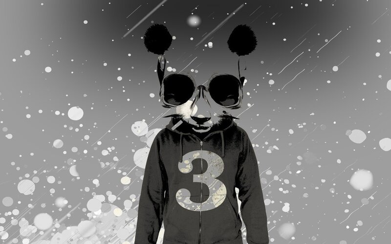 Person in Panda Mask — Black, Abstract
