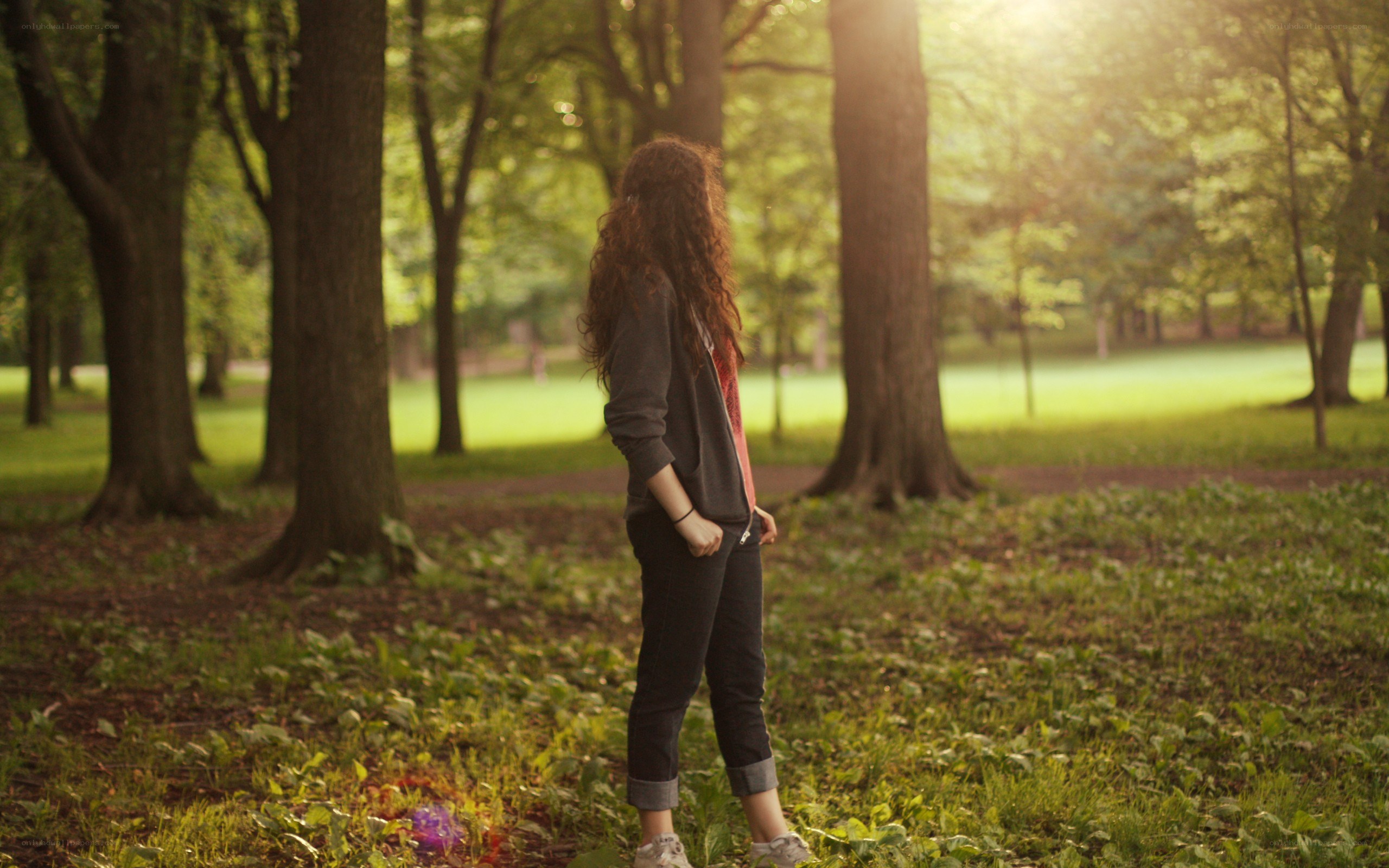 person in park at sunset