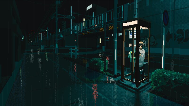 Person in Phone Booth — Blue, Dark