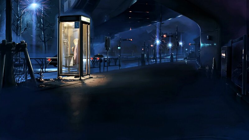 Person in Phone Booth — Blue