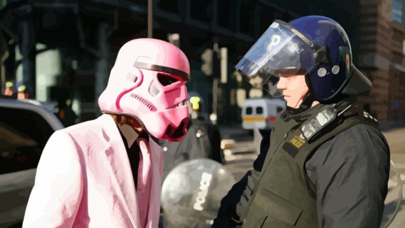 Person in Pink Helmet
