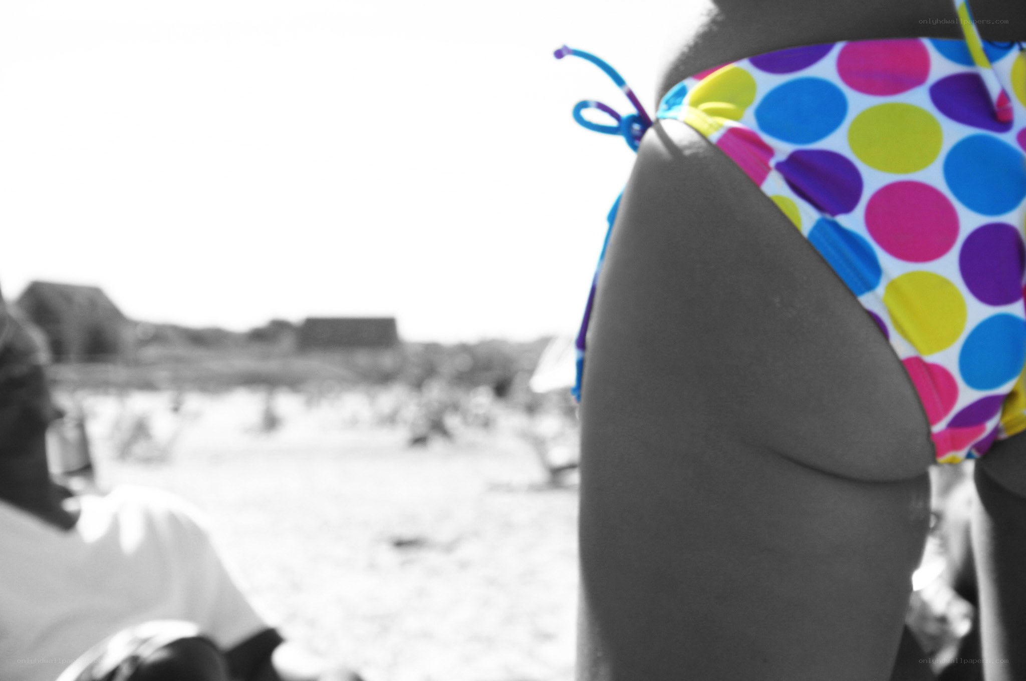 person in polka dot bikini
