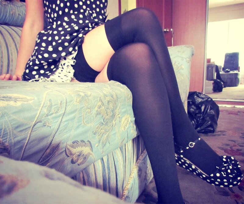 person in polka dot dress