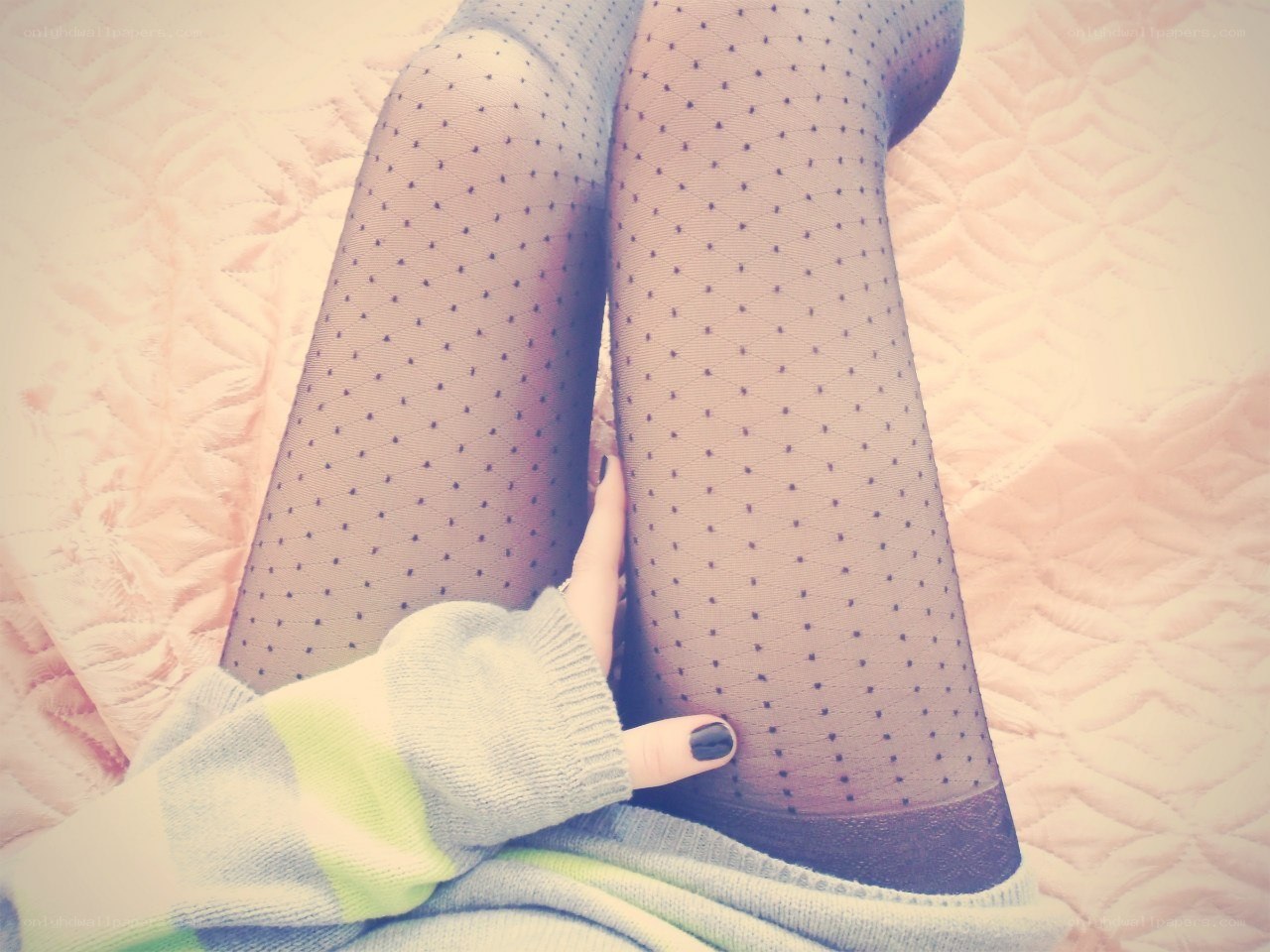 person in polka dot tights