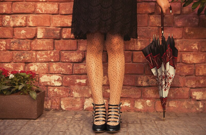 Person in Polka-dot Tights — Red