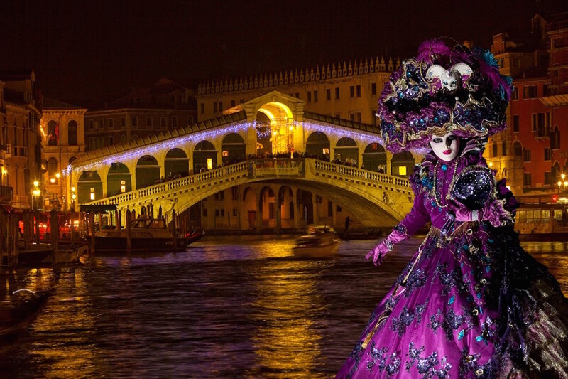 Person in Purple Costume — Dramatic, Night