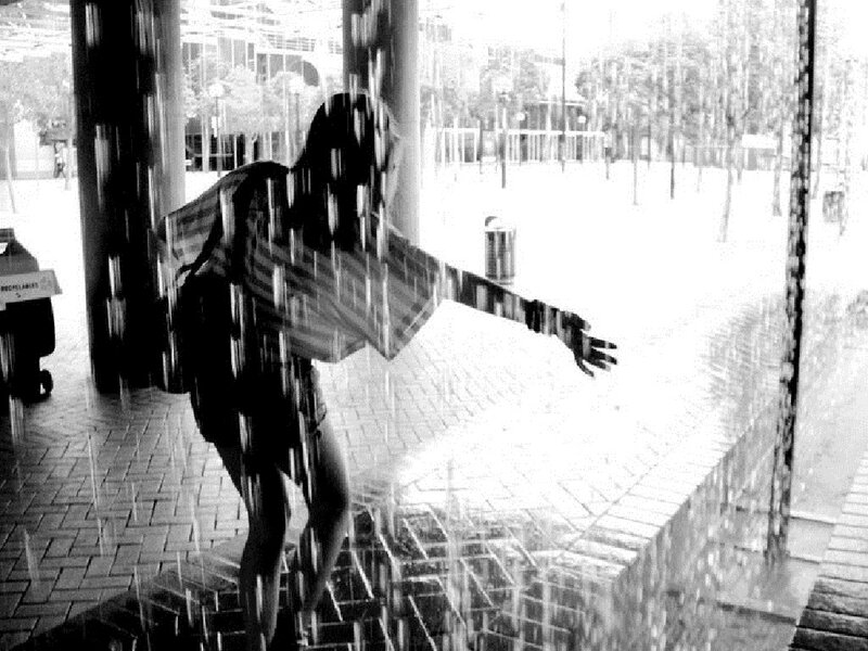 Person in Rain Curtain