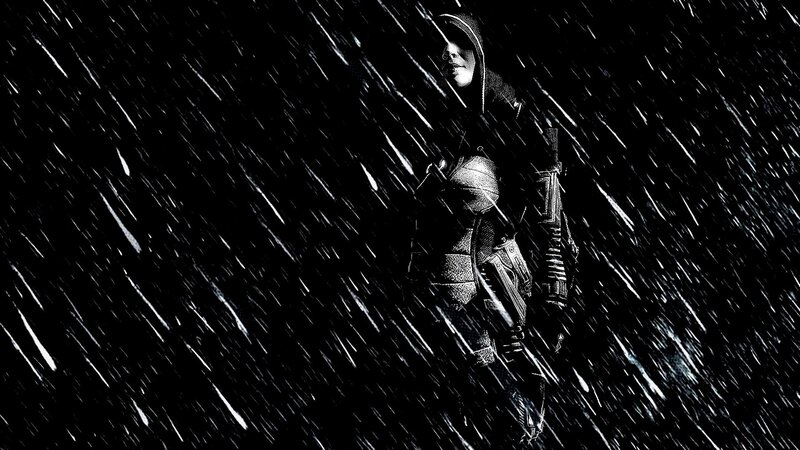 Person in Rain with Armor