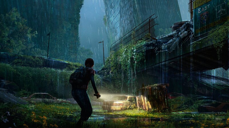 Person in Rain with Flashlight