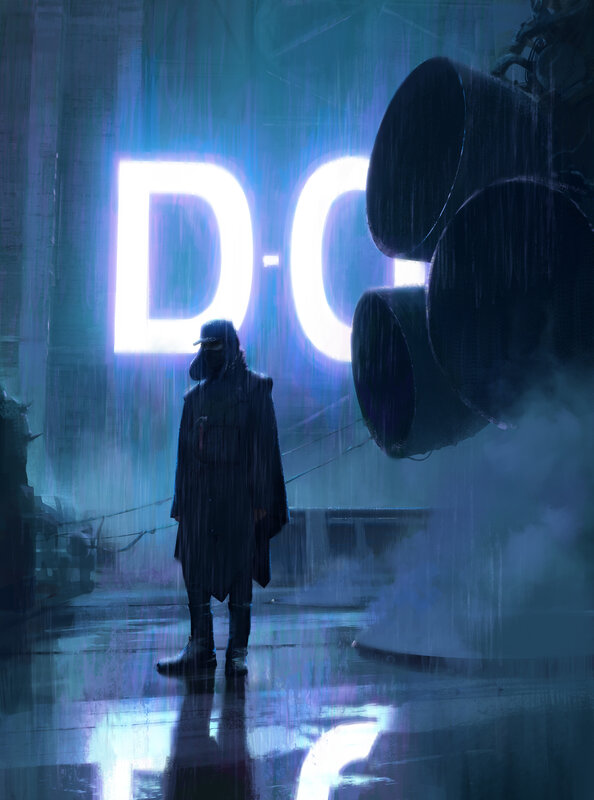 Person in Raincoat — Blue