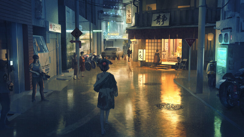 Person in Raincoat Walking