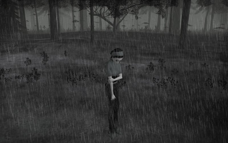 person in rainforest