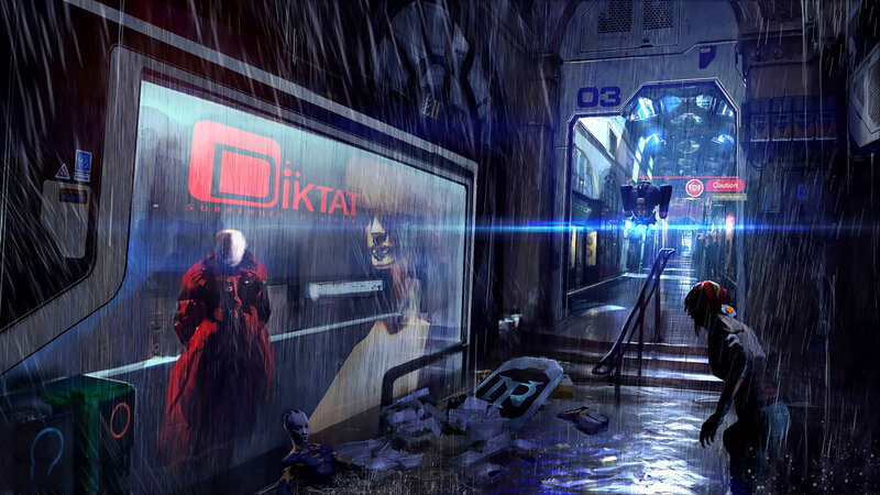 Person in Rainstorm — Blue