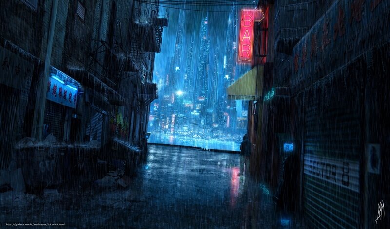 Person in Rainy Alley