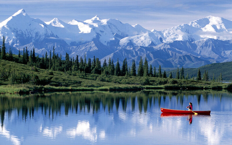 Person in Red Canoe