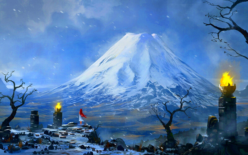 Person in Red Cloak — Blue, Dramatic