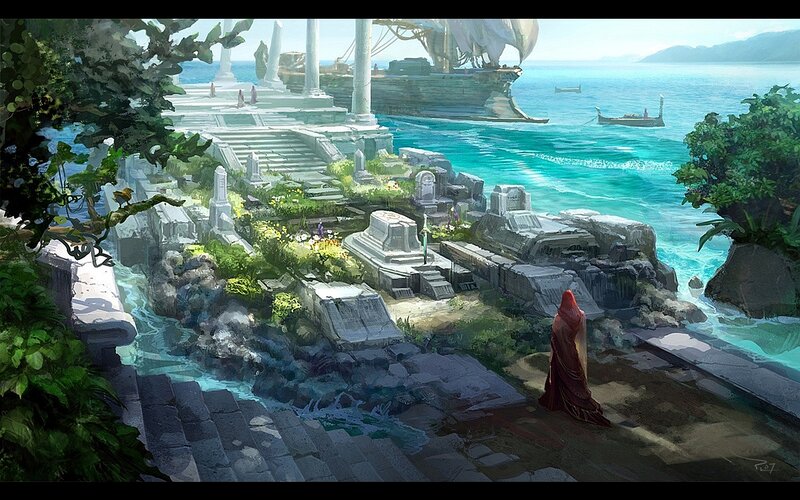 Person in Red Cloak — Blue, Serene