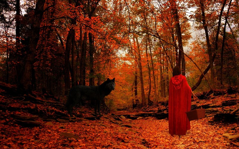 Person in Red Cloak — Dramatic, Autumn, Digital Art