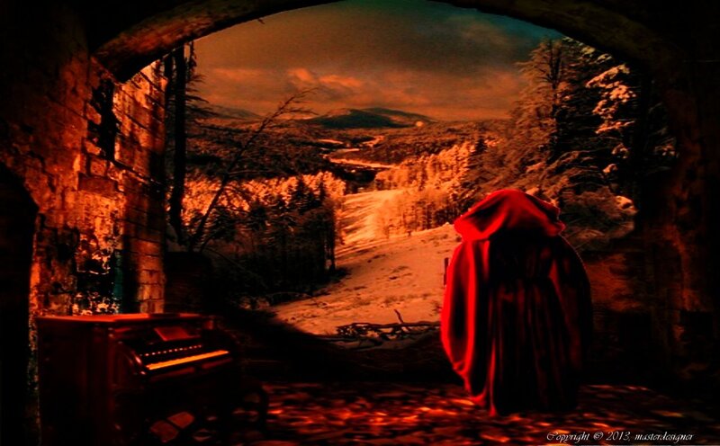 Person in Red Cloak — Dramatic, Winter
