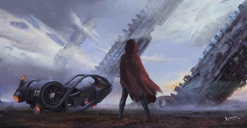 Person in Red Cloak — Gray