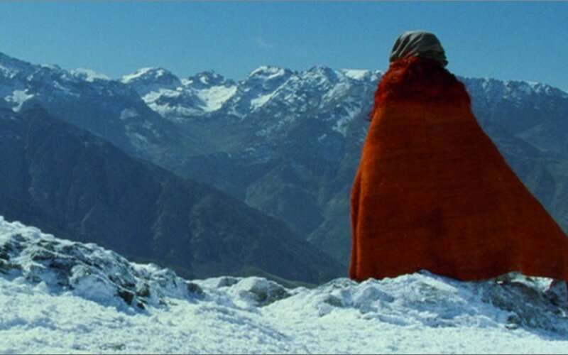 Person in Red Cloak — Serene, Winter, Photograph
