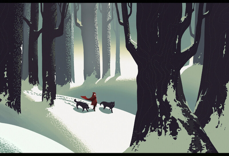 Person in Red Cloak — White, Serene