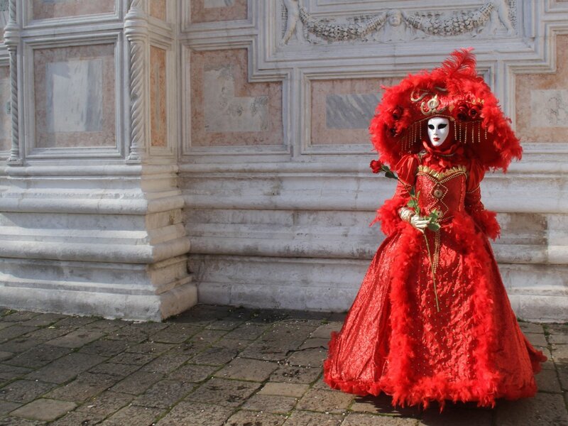 Person in Red Costume — Dramatic, Afternoon