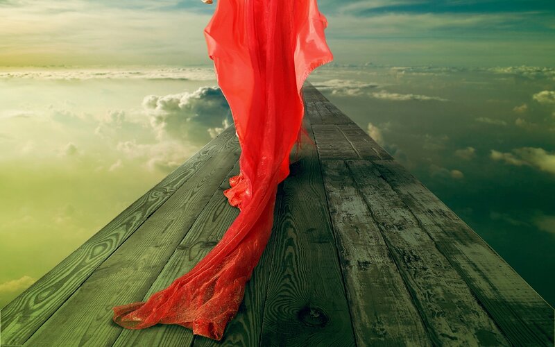 Person in Red Dress — Dramatic, Digital Art