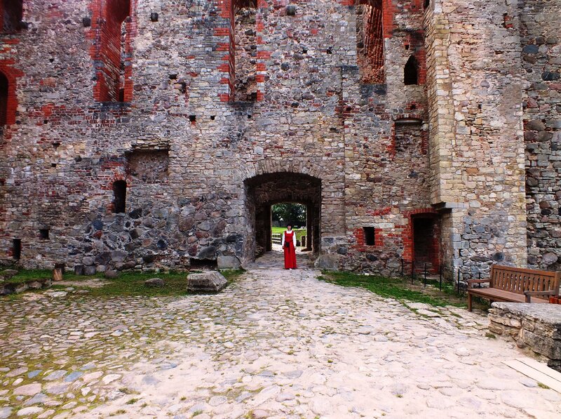 Person in Red Dress — Gray