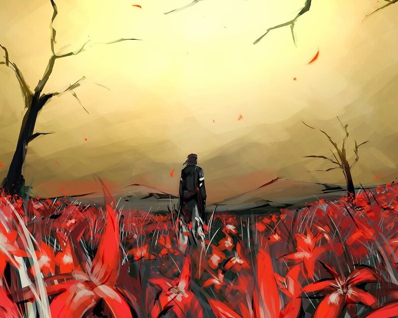 Person in Red Field — Dramatic, Sunset, Digital Art