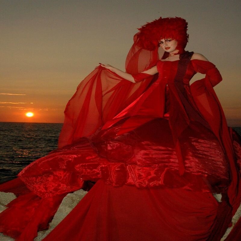 Person in Red Gown