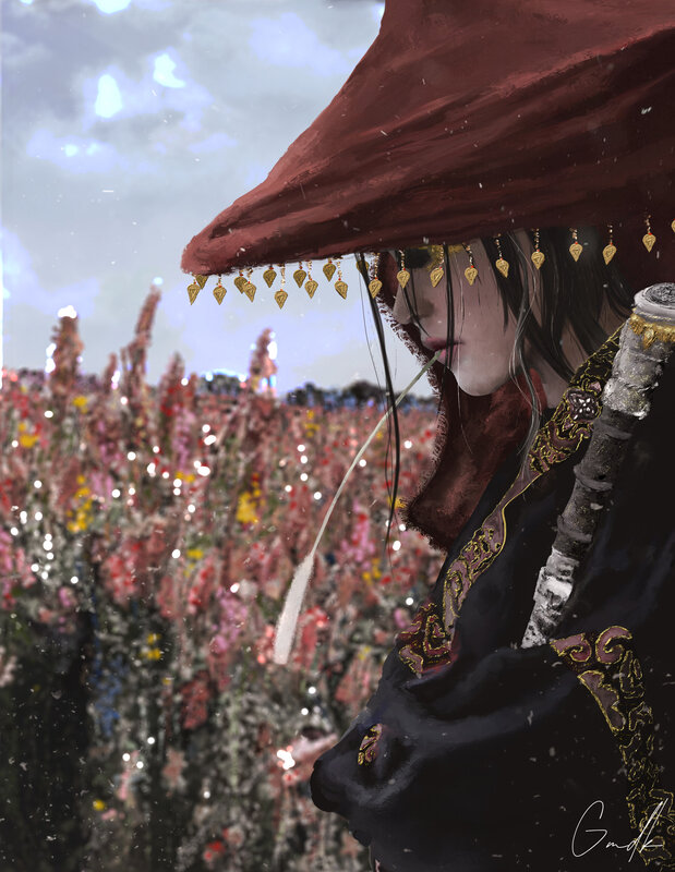Person in Red Hat — Dramatic
