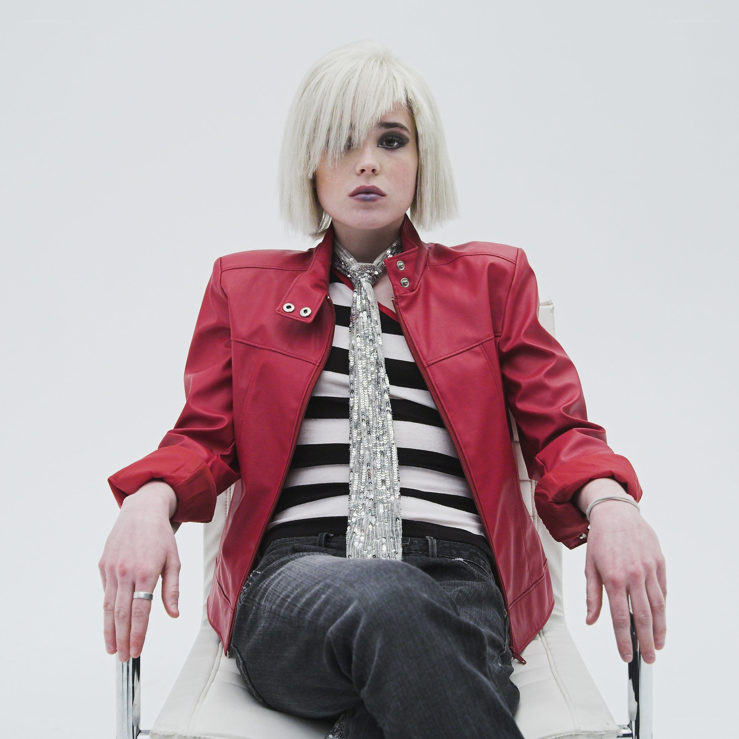 person in red jacket
