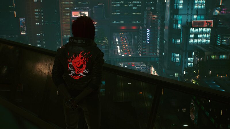 Person in Red Jacket — Black, Dark, Contemplative